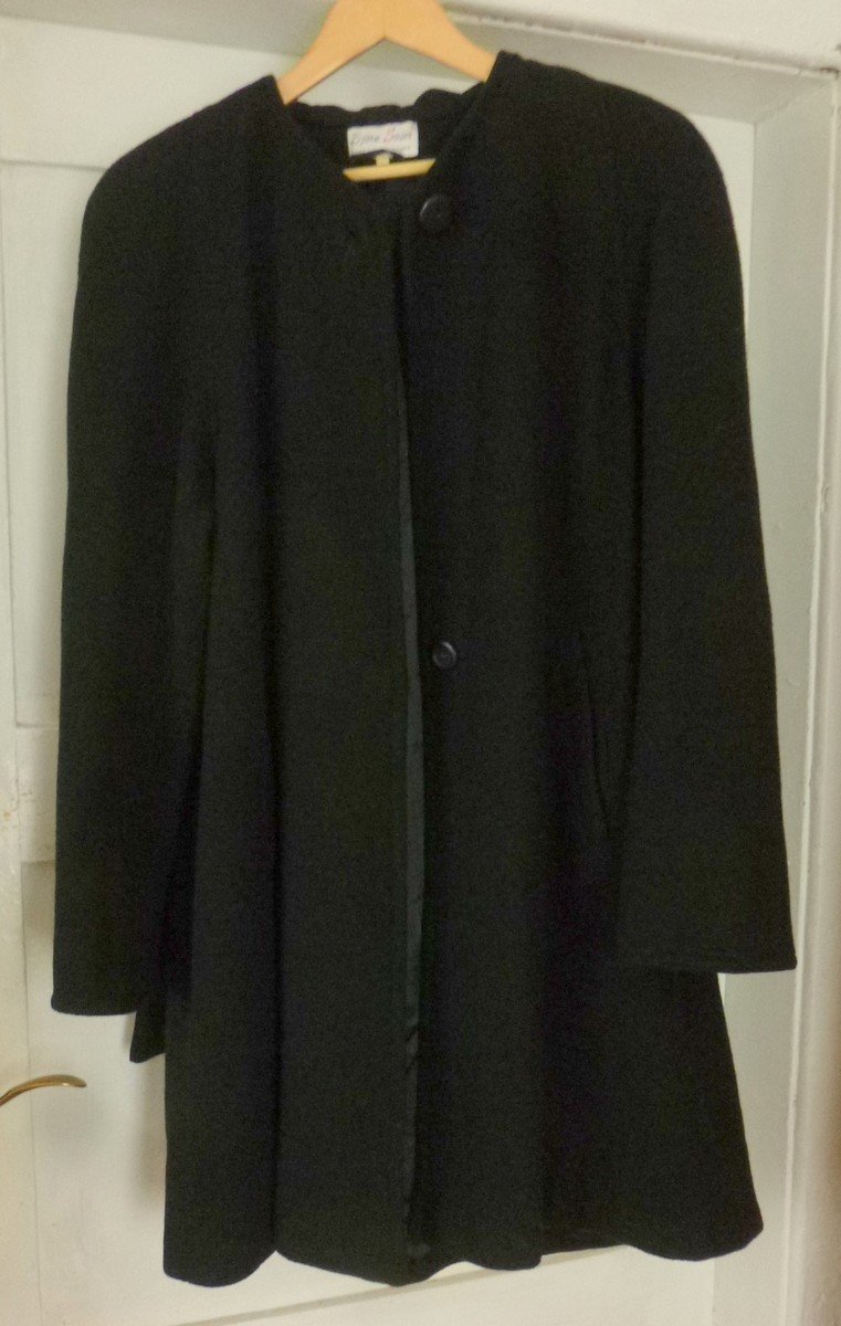  Björn Saier Kurzmantel schwarz mit Schal Reine Schurwolle Gr. M