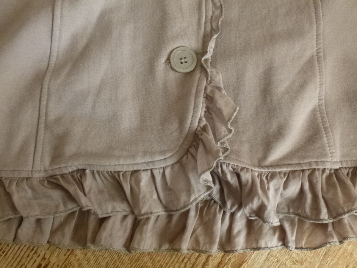  Boysen´s Strickjacke grau Gr. 36 Baumwolle Rüschen