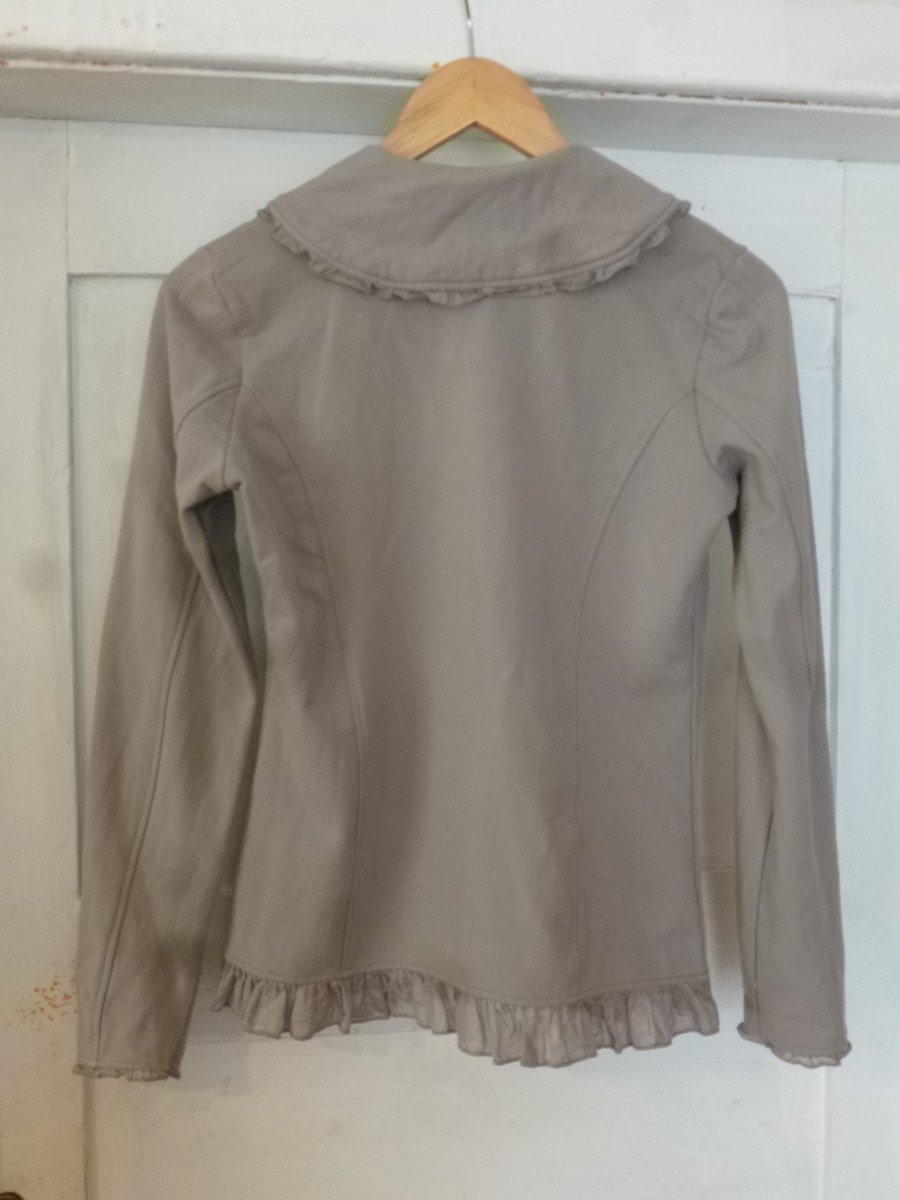  Boysen´s Strickjacke grau Gr. 36 Baumwolle Rüschen