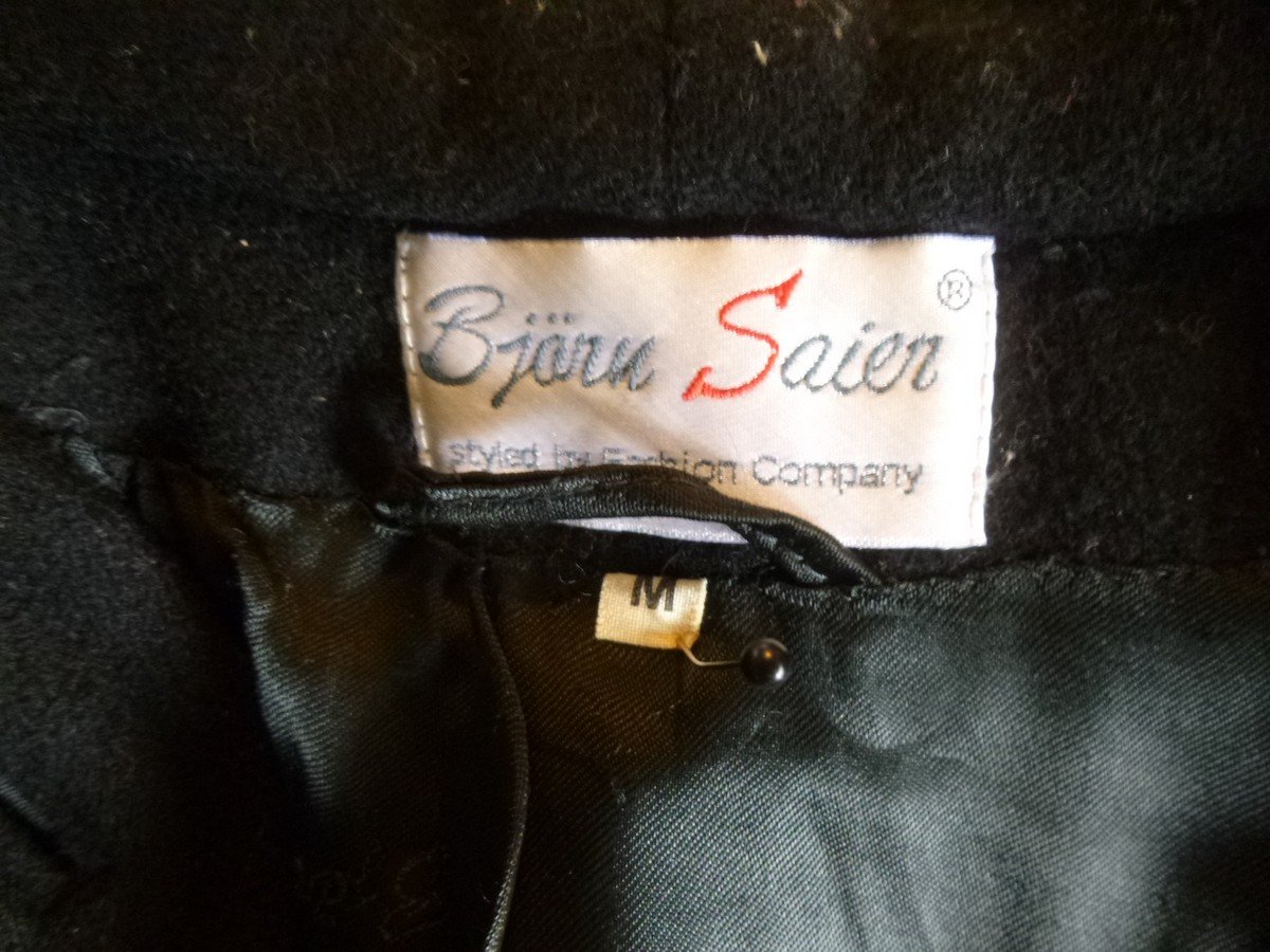  Björn Saier Kurzmantel schwarz mit Schal Reine Schurwolle Gr. M