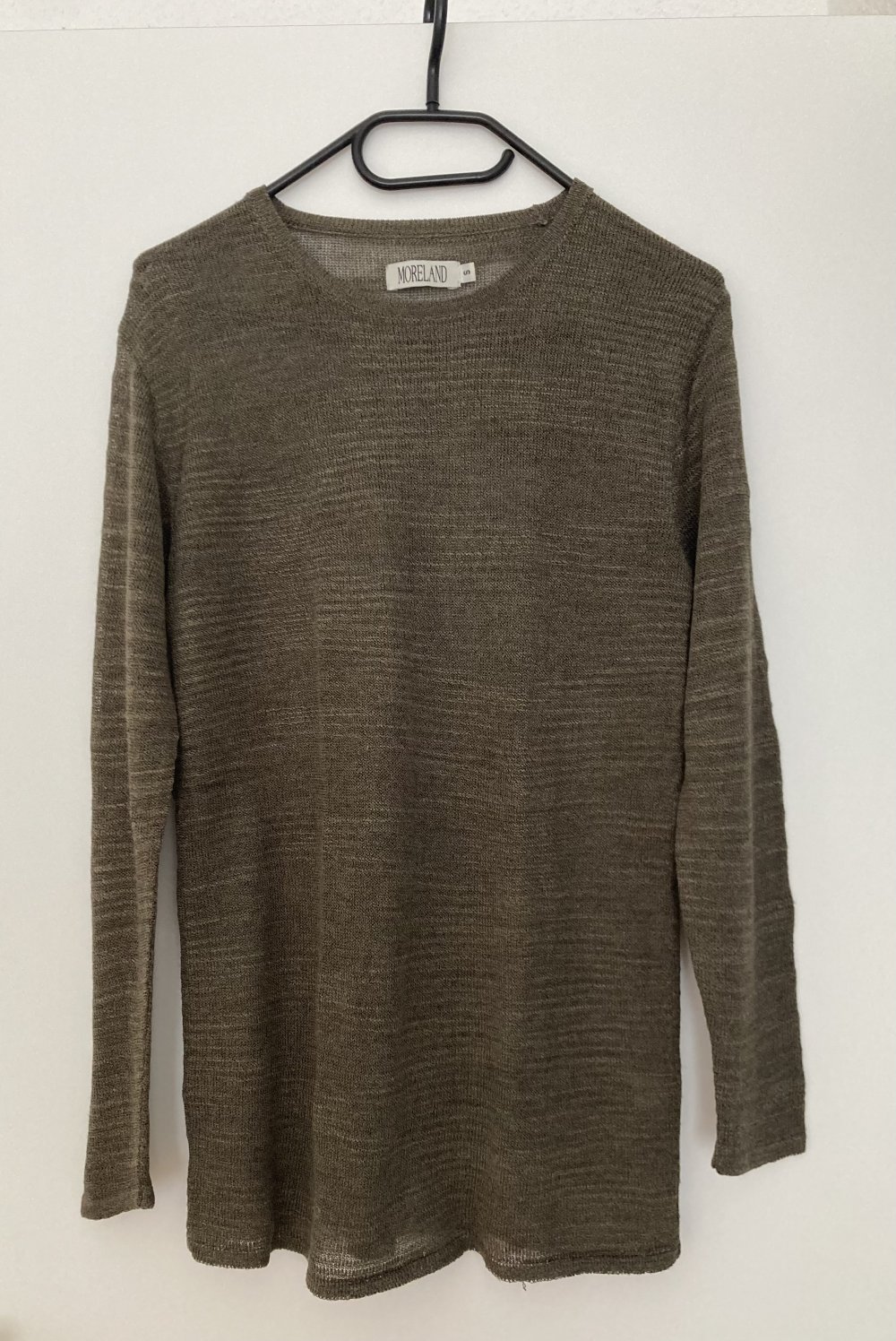 Moreland Schöner leichter Damen Pullover Strick grün oliv lang Gr. S