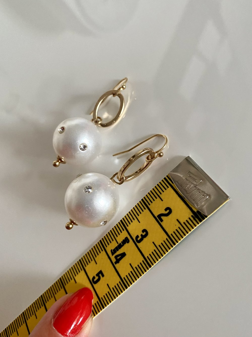 Ohrringe Statement Ohrringe Perle Strass Golden 