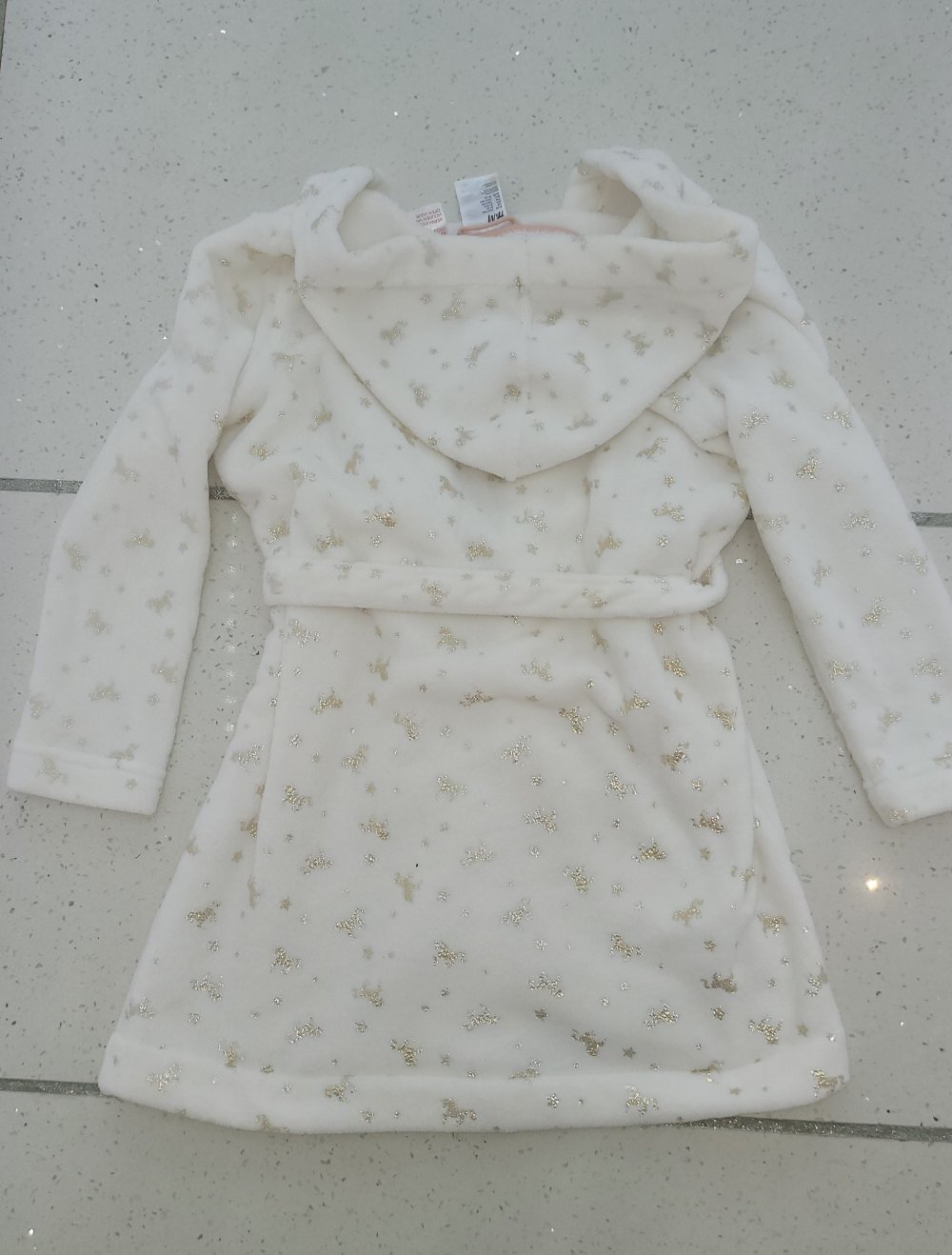 134/140 #Mädchen #Bademantel #weiß #gold #Einhorn #glitzer