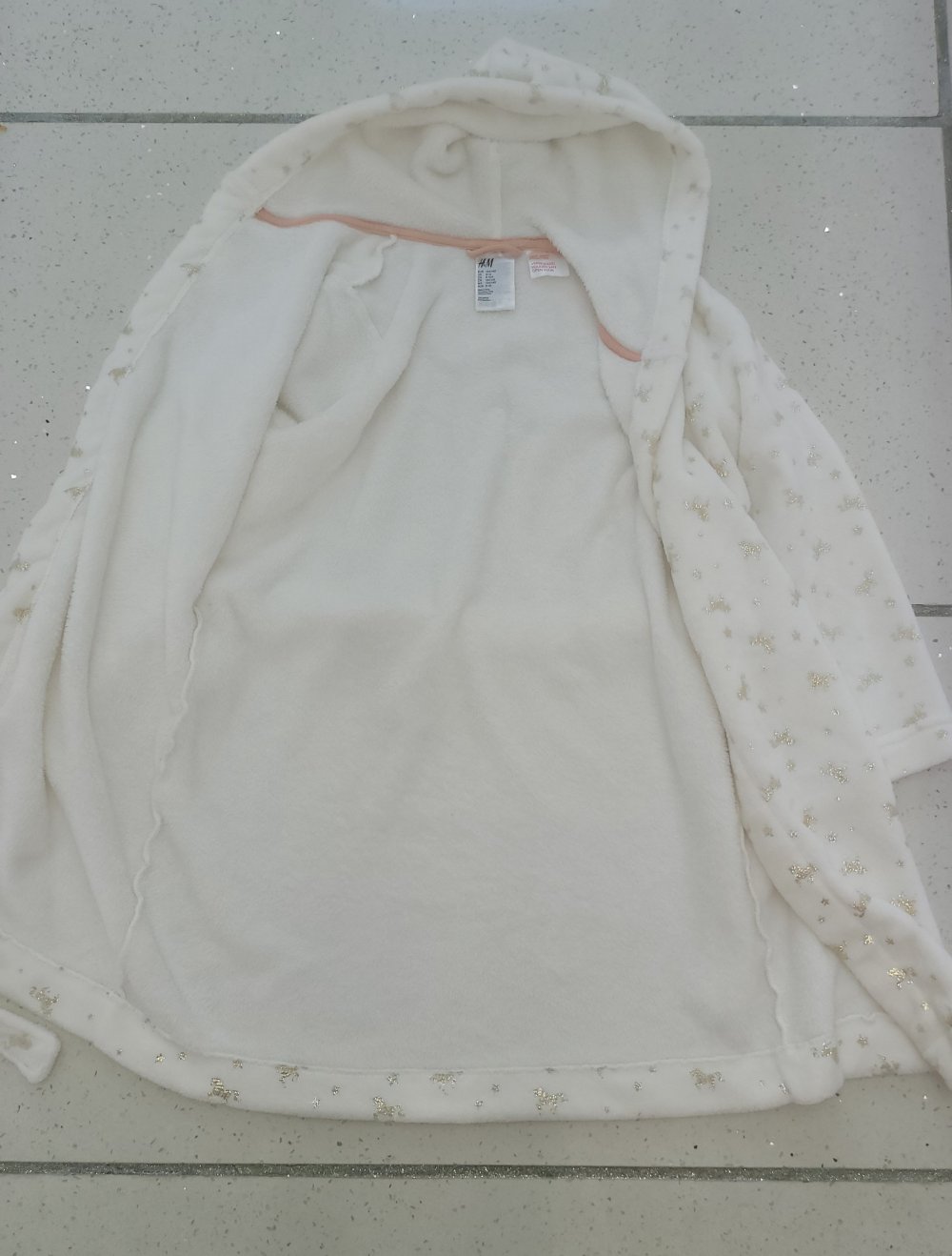 134/140 #Mädchen #Bademantel #weiß #gold #Einhorn #glitzer