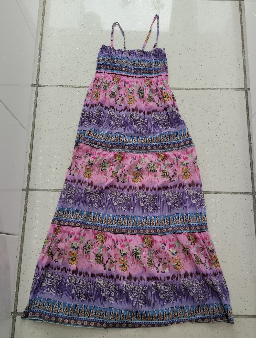 36  S  #Damen #langes  #Strand #Kleid #bunt #sommer Urlaub