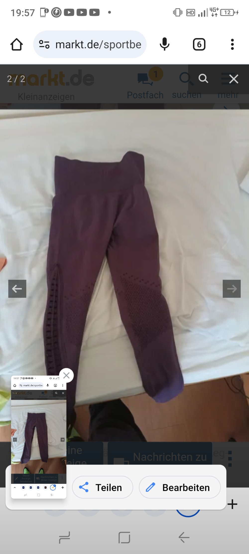 Verkaufe eine Sport Leggings zu einer unbekannten Marke in der Farbe lila