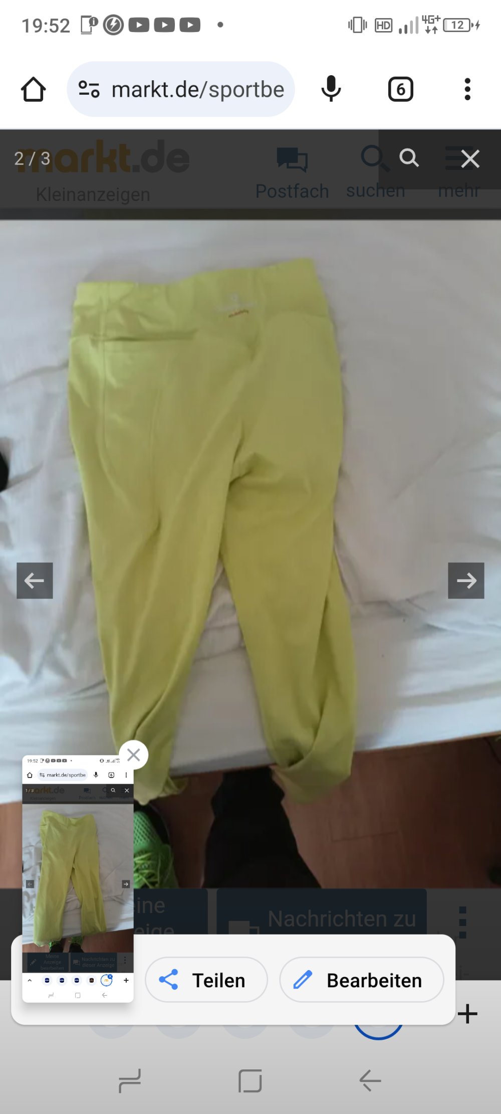 Verkaufe eine Sport Leggings in Gelb von der Marke OceansApart