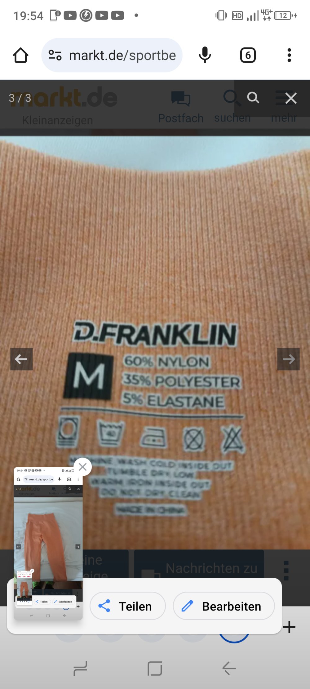 Verkaufe eine gebrauchte Orange Sport Leggings von der Marke D.Franklin