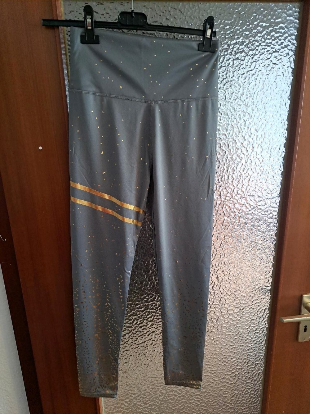 damen leggins neu grau gold gr. M 