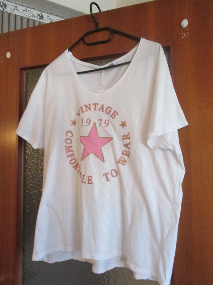 neues damen tshirt mit stern farbe weiß 100% baumwolle 