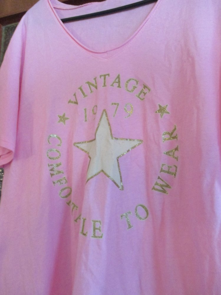 neues damen tshirt rosa mit stern gr. xl 