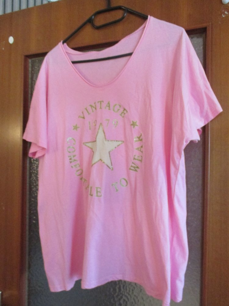 neues damen tshirt rosa mit stern gr. xl 