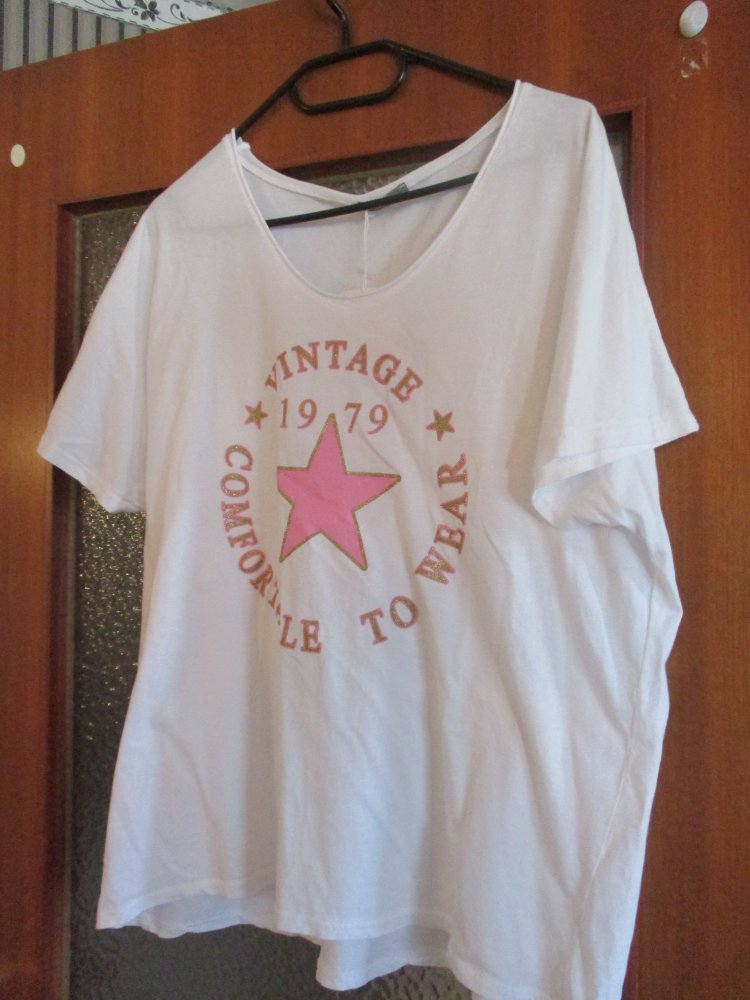 neues damen tshirt mit stern farbe weiß 100% baumwolle 