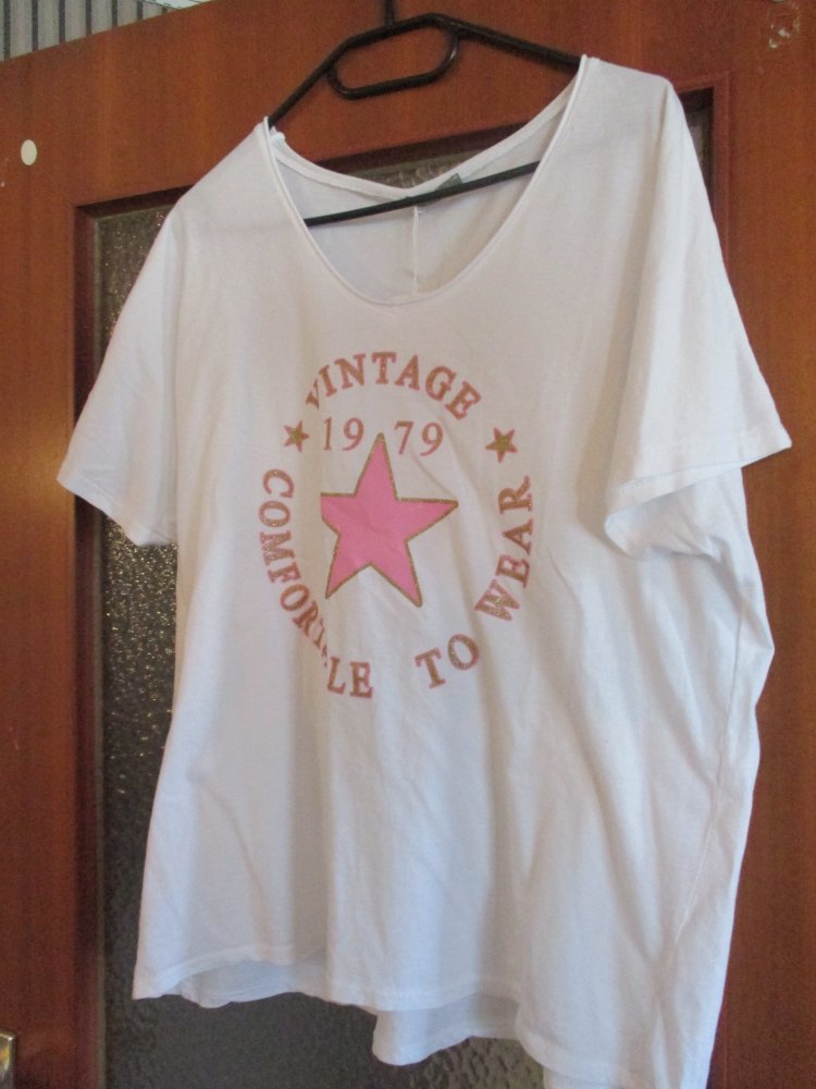 neues damen tshirt mit stern farbe weiß 100% baumwolle 