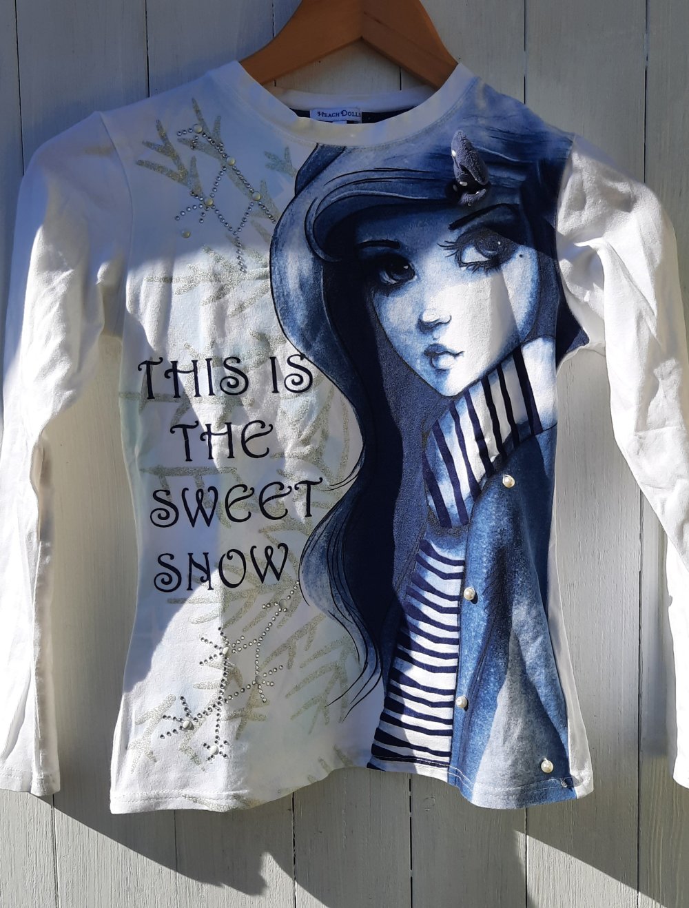 elegantes Weisses Langarmshirt Gr.158/164 Heach Dolls