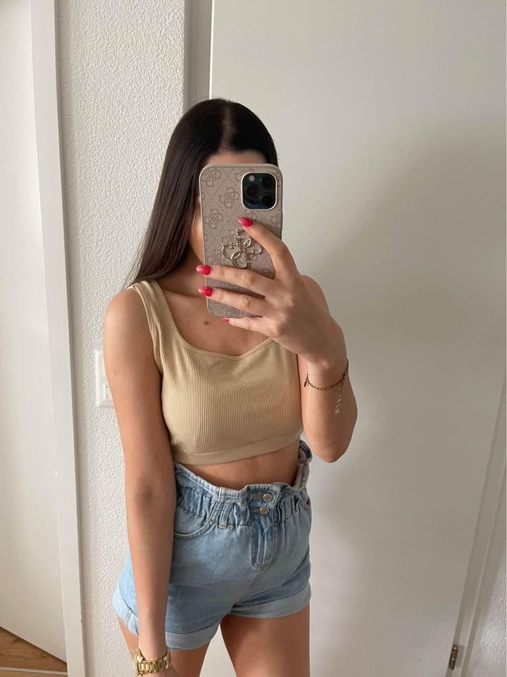  Crop Top Beige Gr. S 