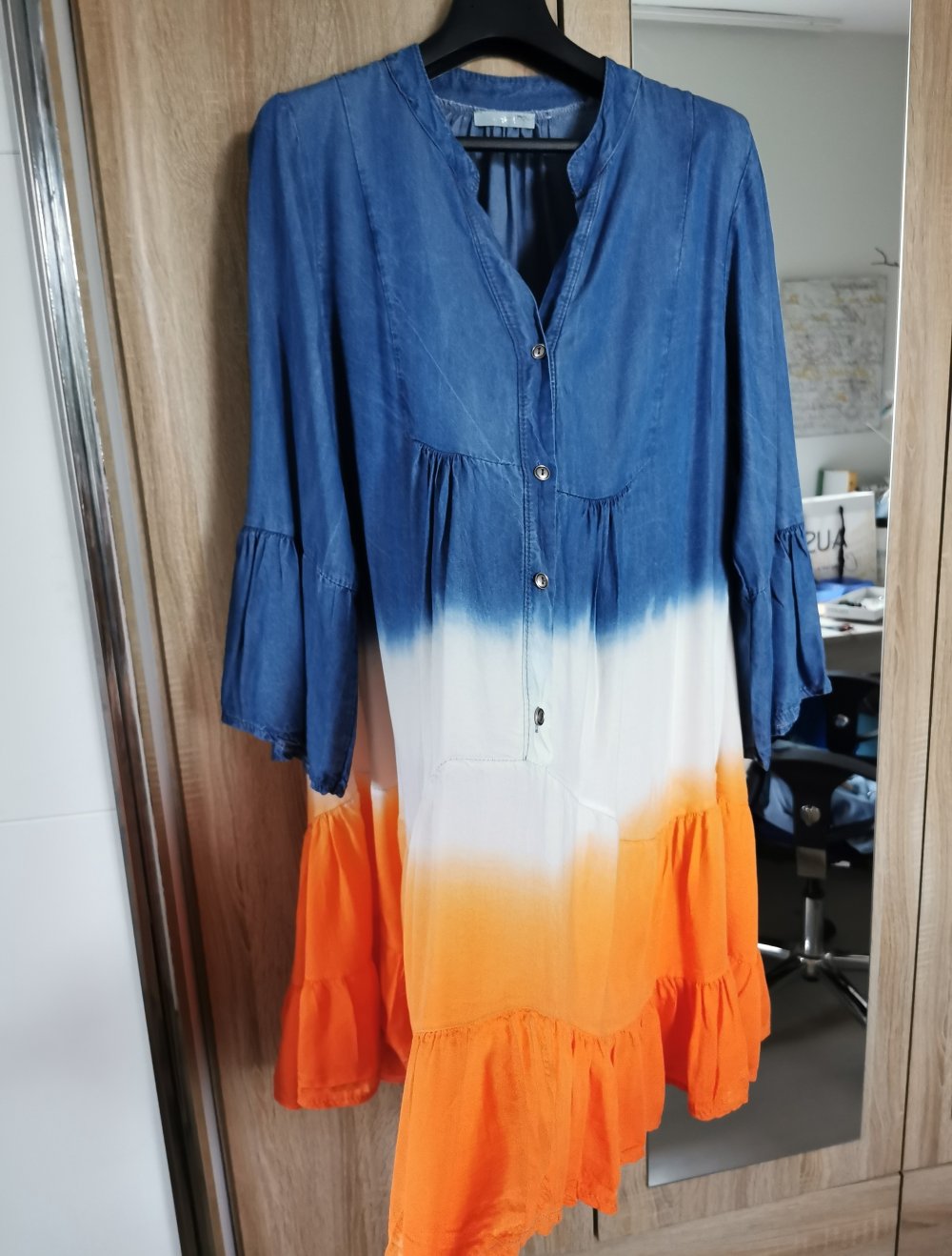 Buntes leichtes Kleid Jeansoptik