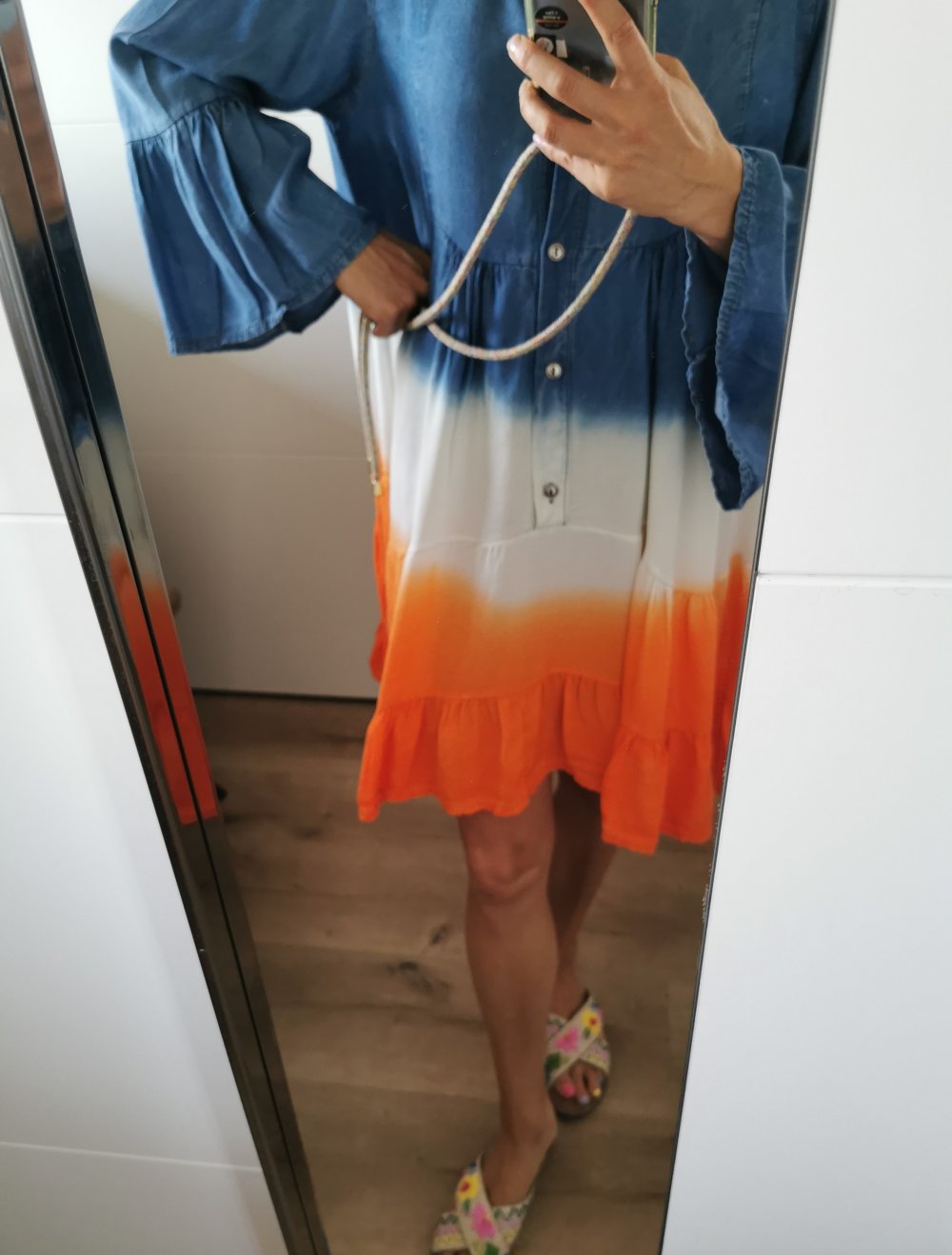 Buntes leichtes Kleid Jeansoptik