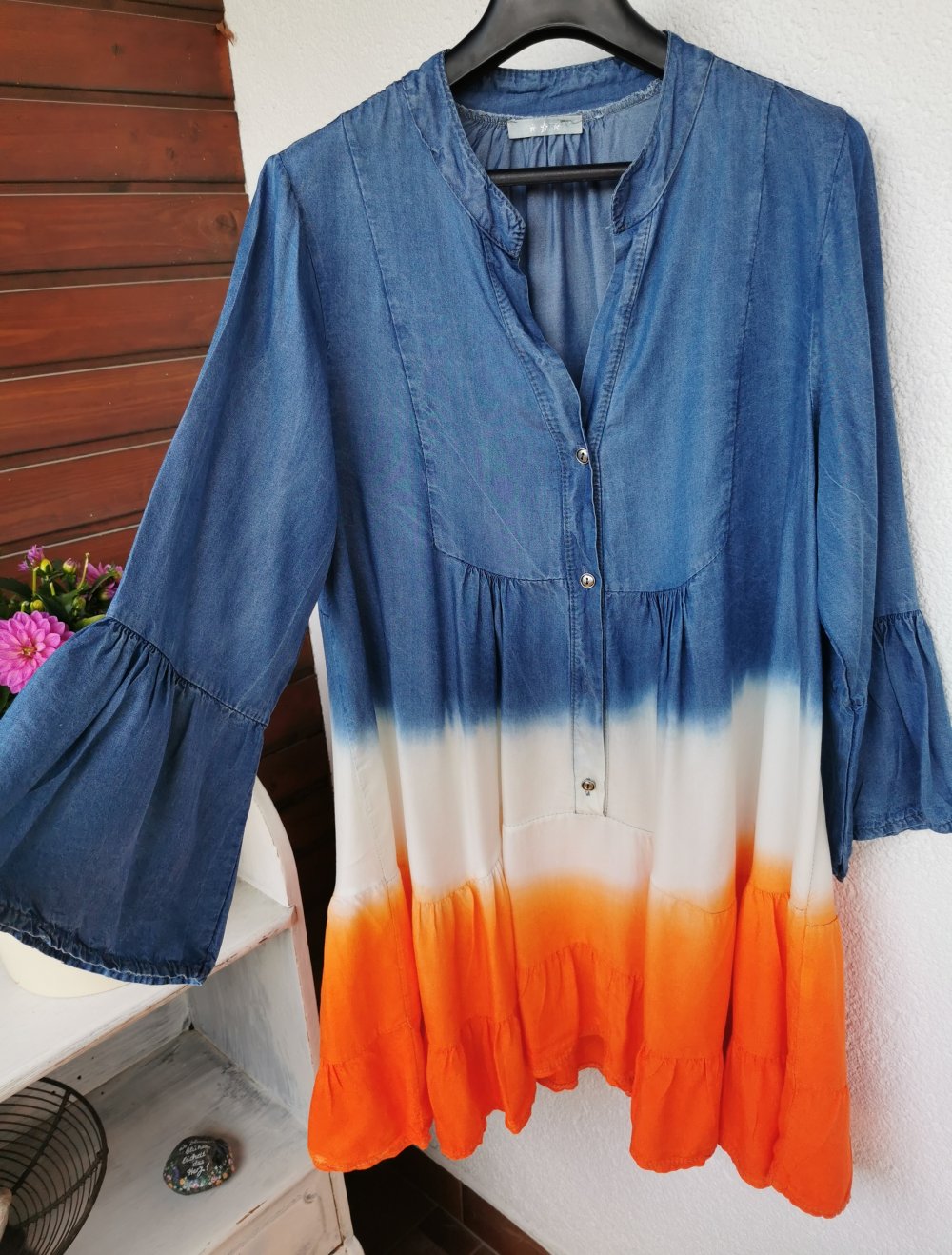 Buntes leichtes Kleid Jeansoptik