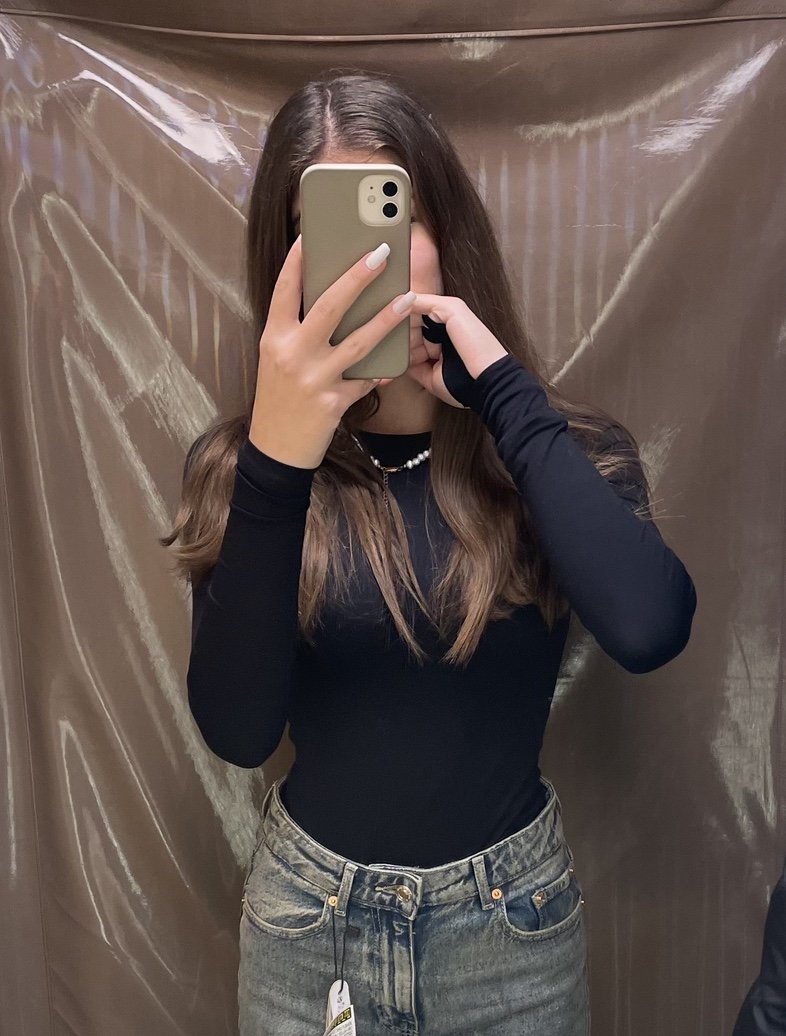 schwarzer langarmiger Body XS-S