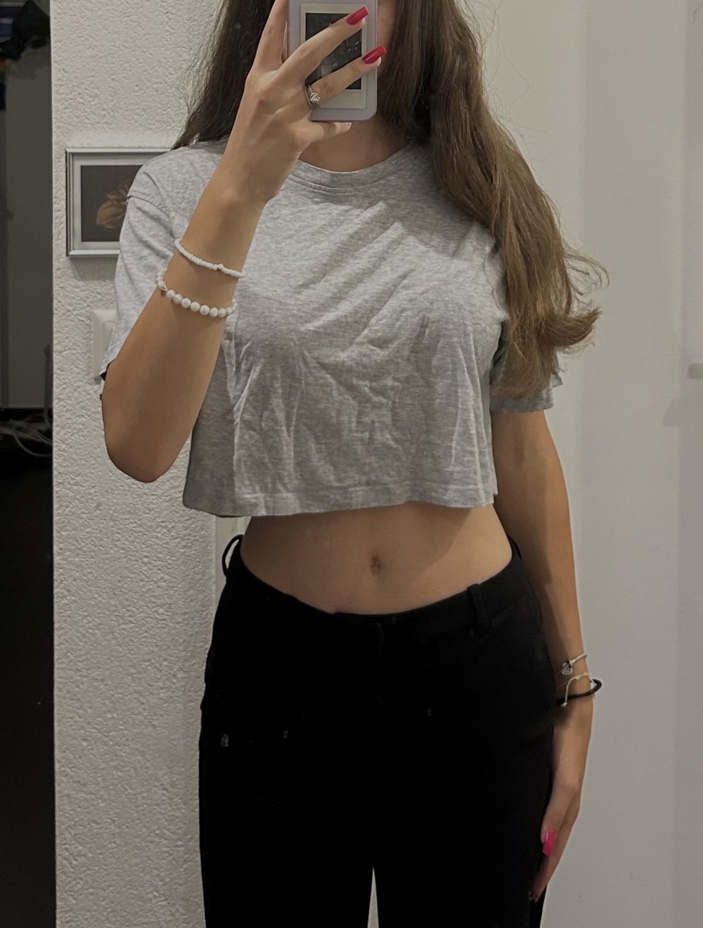 graues CROP T-Shirt XS