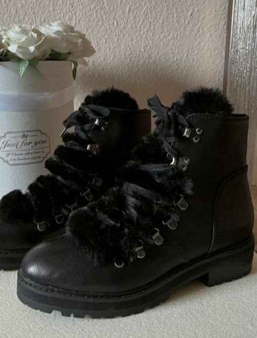 Echtleder Boots schwarz Fell Damenschuhe Größe 38 Hallhuber warm Winter Echtleder Fell Stiefeletten Damen neu ungetragen