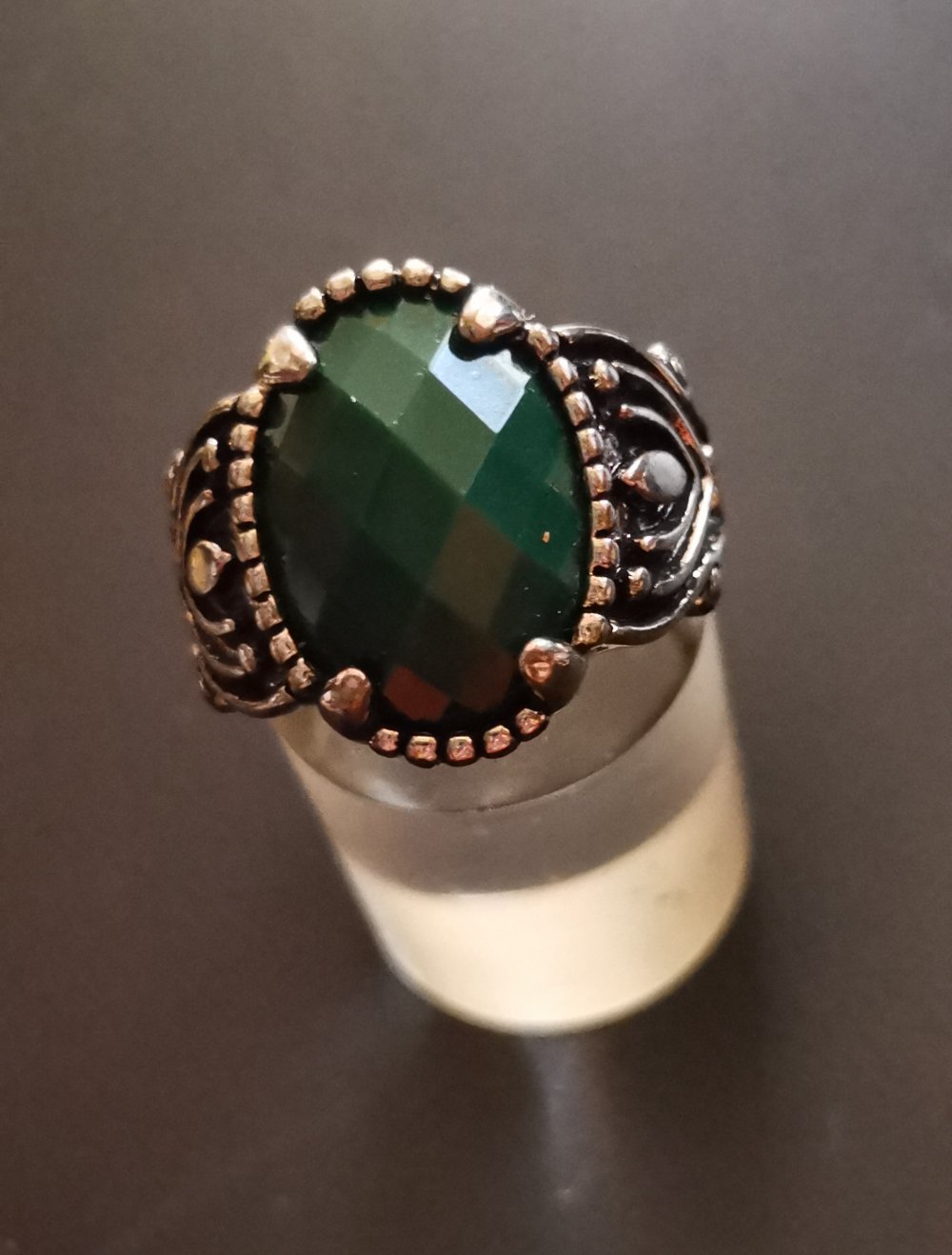 Herren Ring Edelstahl mit grünen Stein Gr. 20