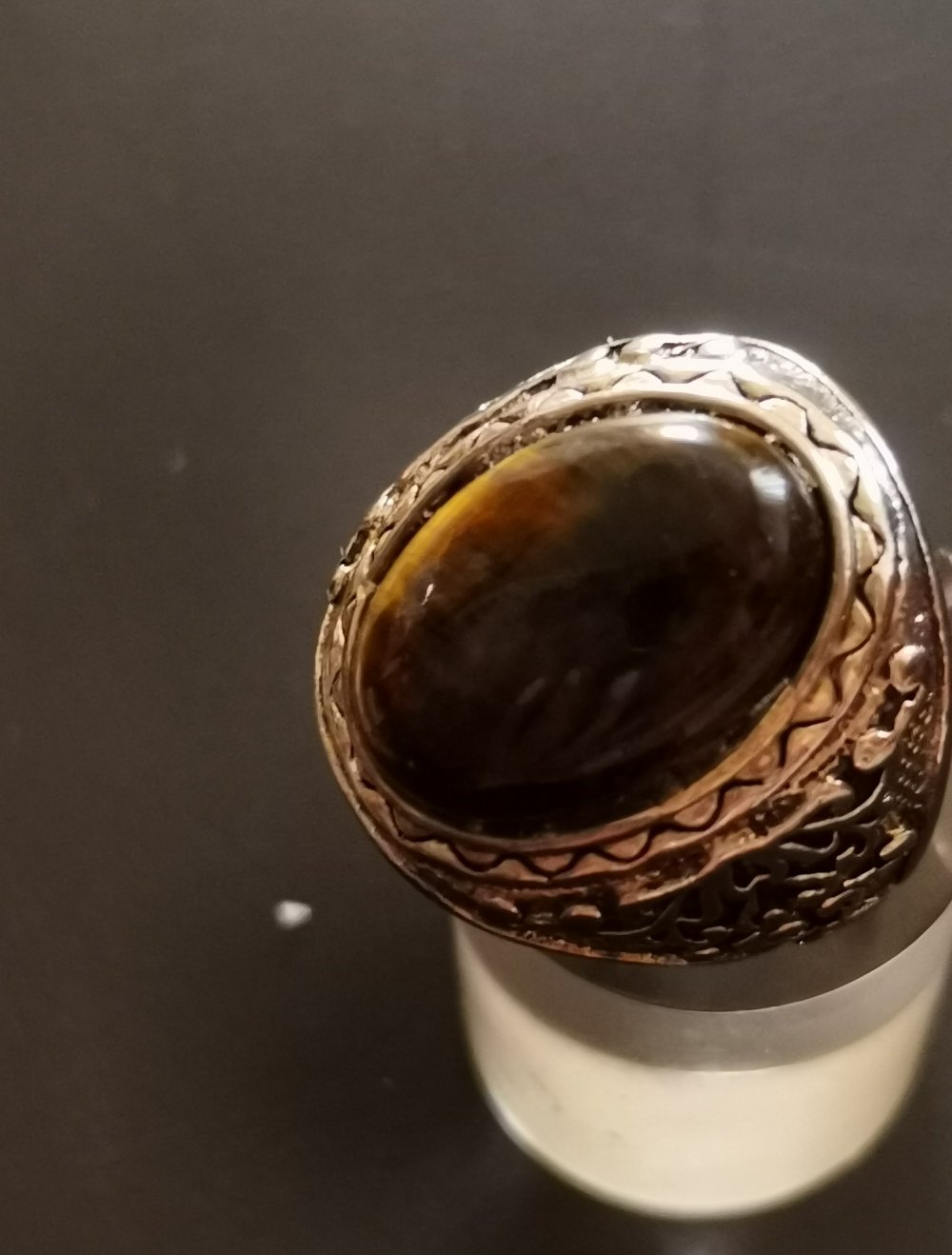 Herren Tiegerauge Ring Edelstahl Gr. 20