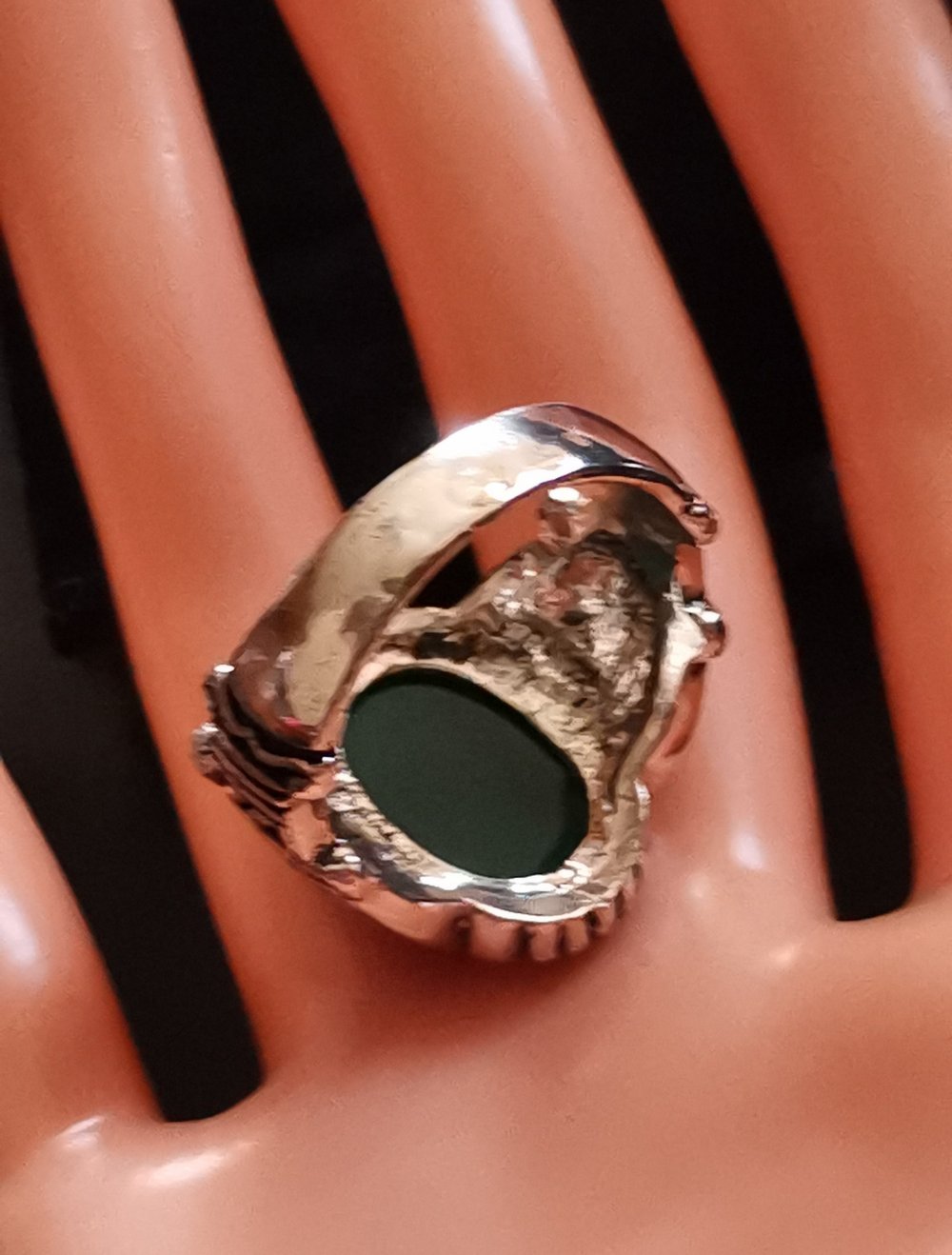 Herren Ring Edelstahl mit grünen Stein Gr. 20