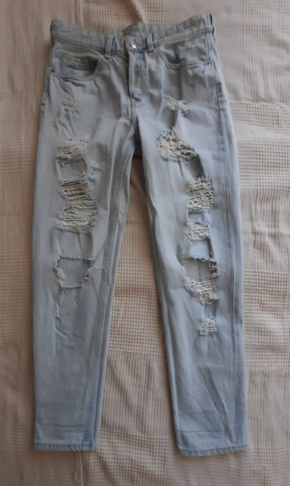 H&M Denim Destroyed Jeans Hellblau 27 Boyfriend Lowwaist