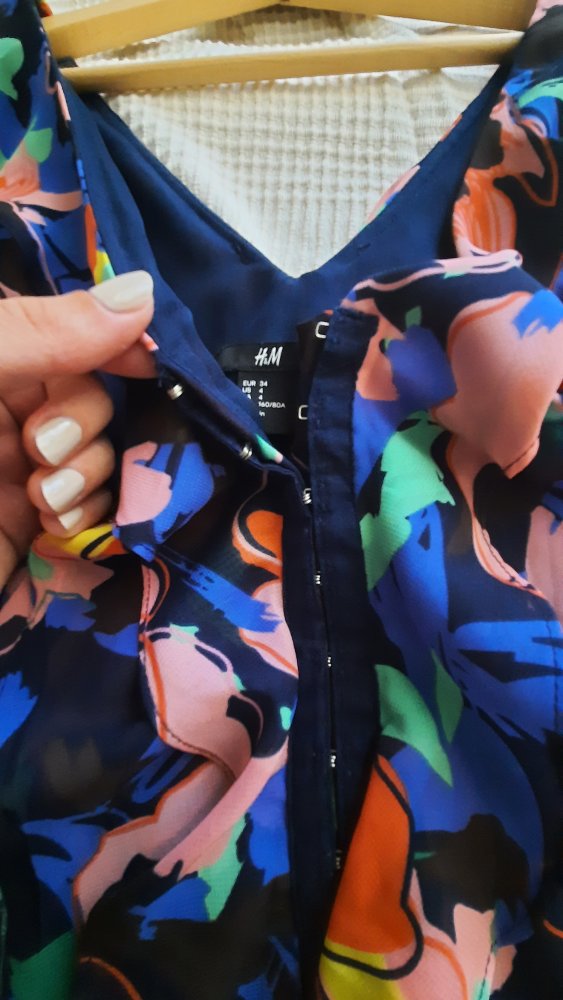 H&M Kleid bunt marineblau 34