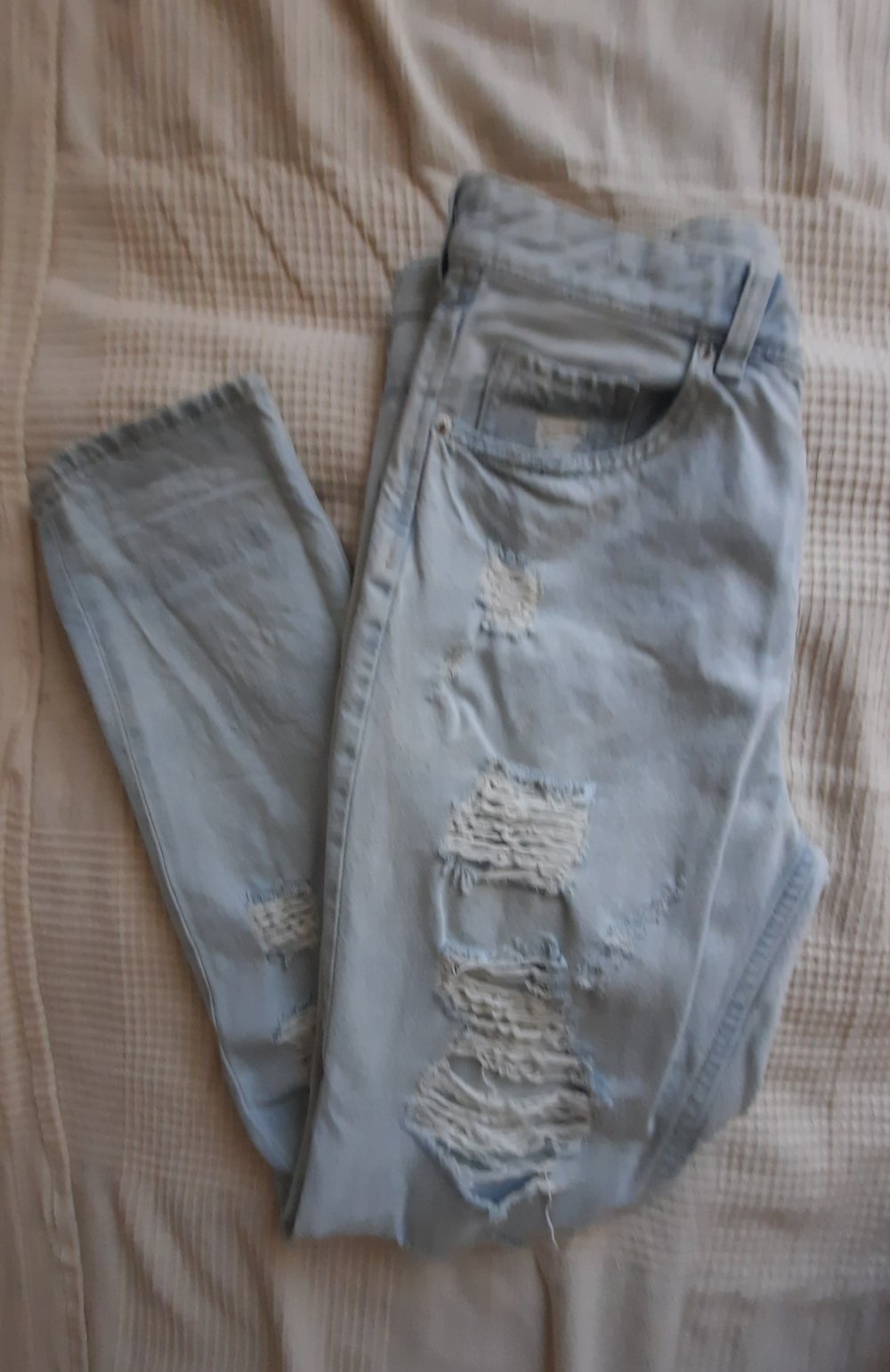 H&M Denim Destroyed Jeans Hellblau 27 Boyfriend Lowwaist