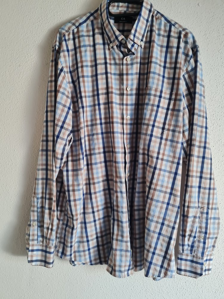 Herren-Karohemd-blaukariert