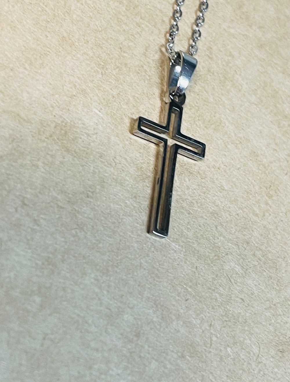 schlichte Kreuz Kette versilbert