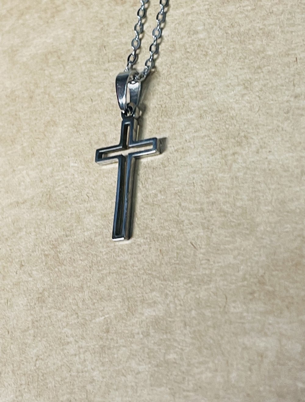 schlichte Kreuz Kette versilbert