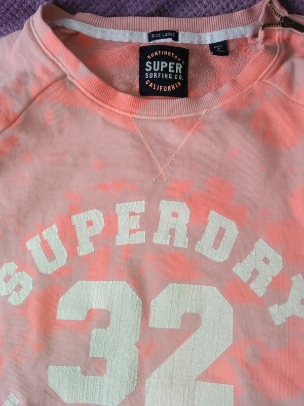 SuperDry Pulli Orange-Flieder-Grau Batik S M (Large) Baumwolle