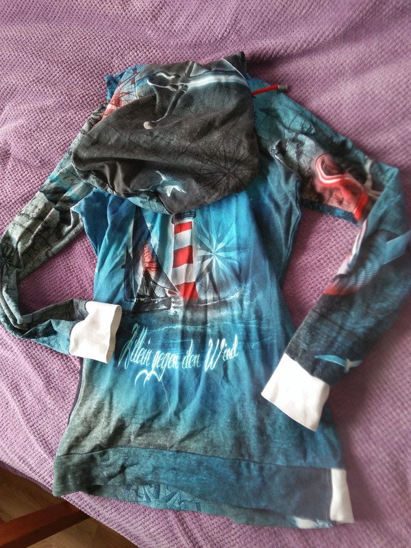 Nautistore Shirt Langarm Handmade Allein gegen den Wind 36 S Kapuze