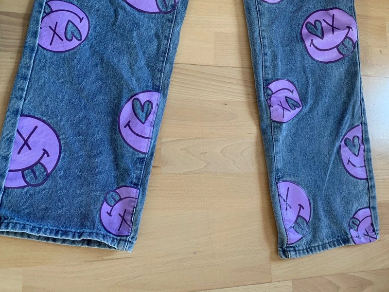 Hochsitzende Jeans Smiley Smilies Sexy und Witzig 34-36 xs