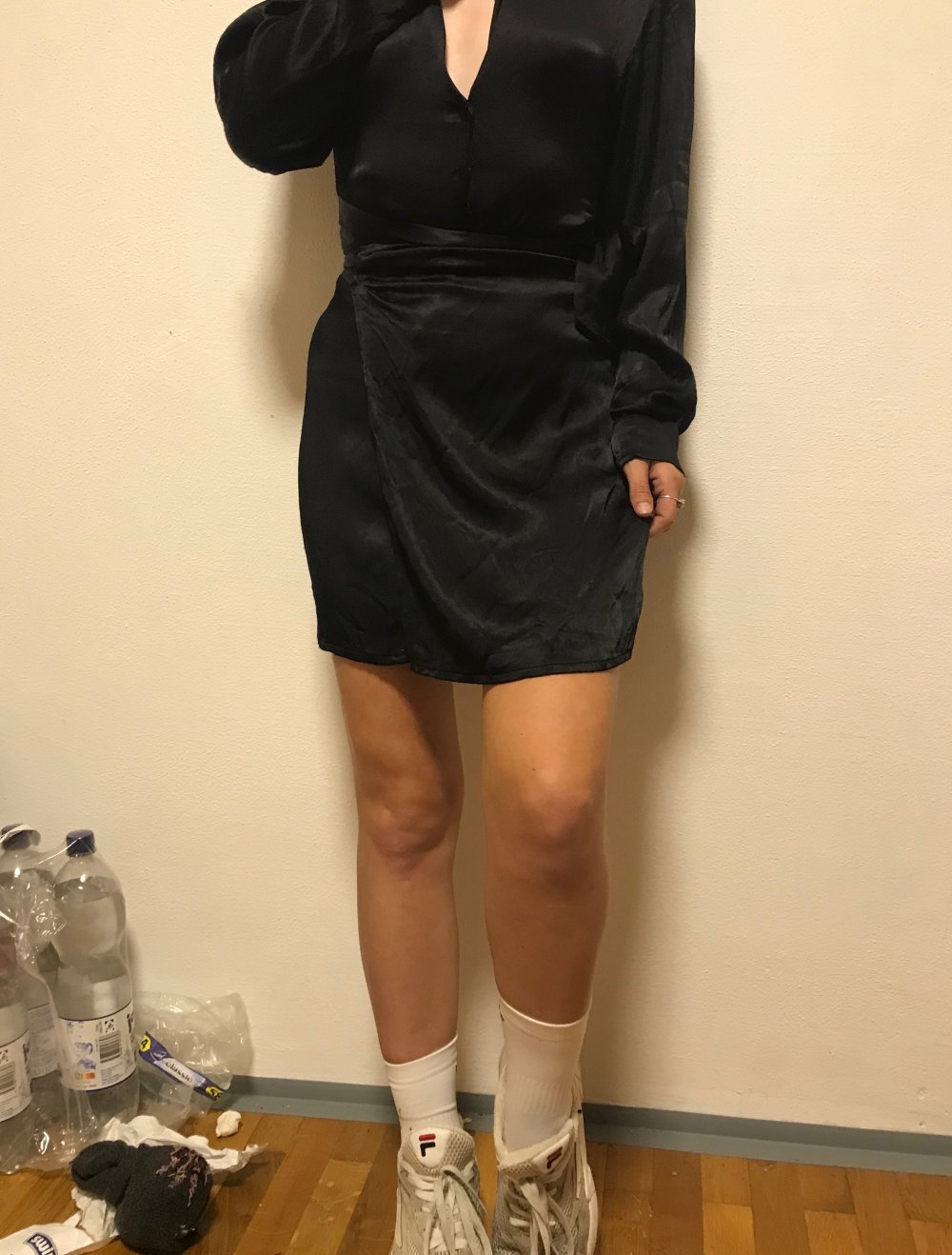 Kleid Satin swarzcht Zara XS