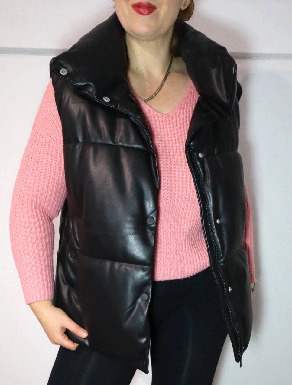 Leder Weste Steppweste Outdoor Puffer Gr 42 44 46