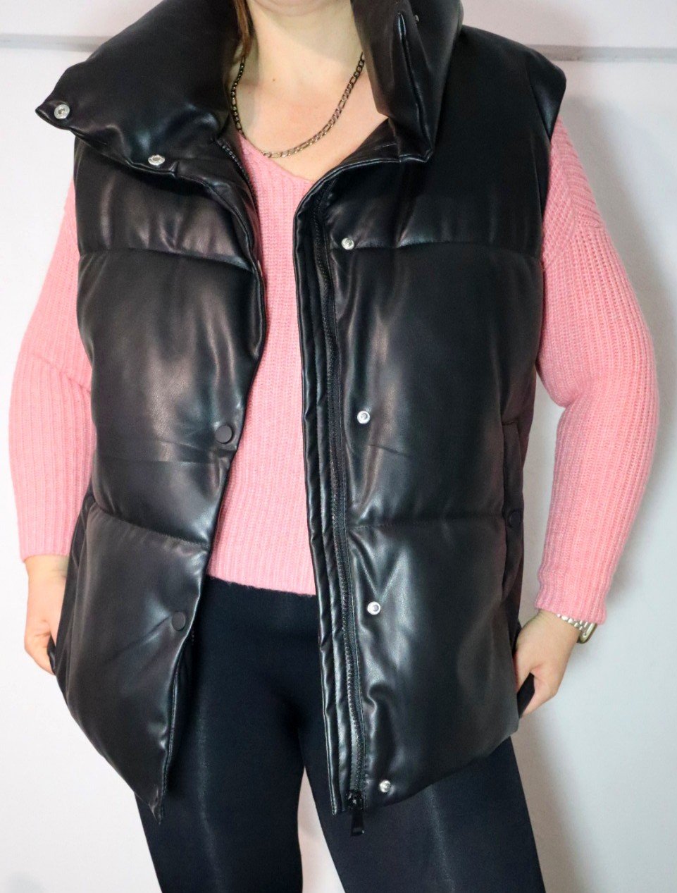 Leder Weste Steppweste Outdoor Puffer Gr 42 44 46