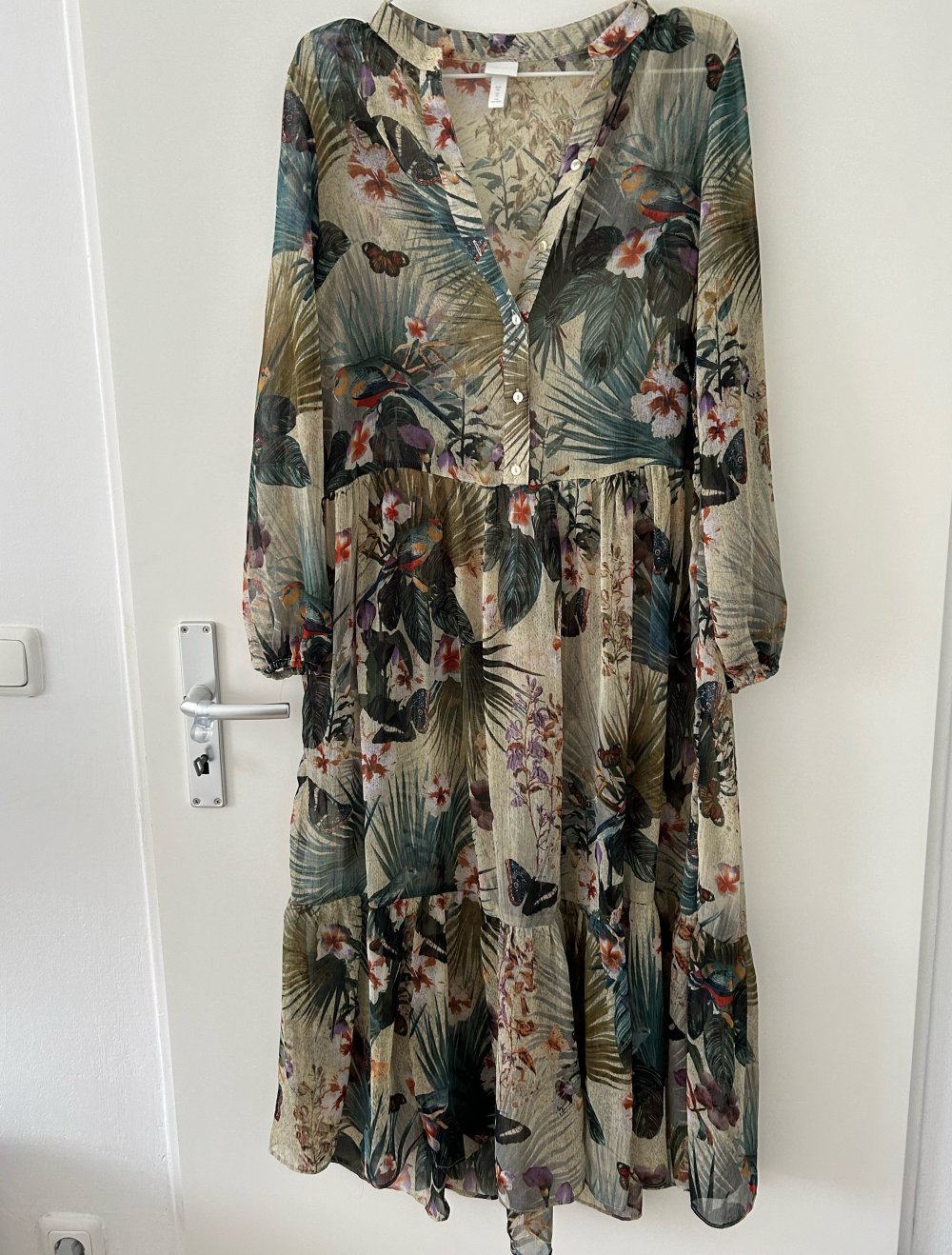 Gemustertes Chiffon Blümchen Kleid