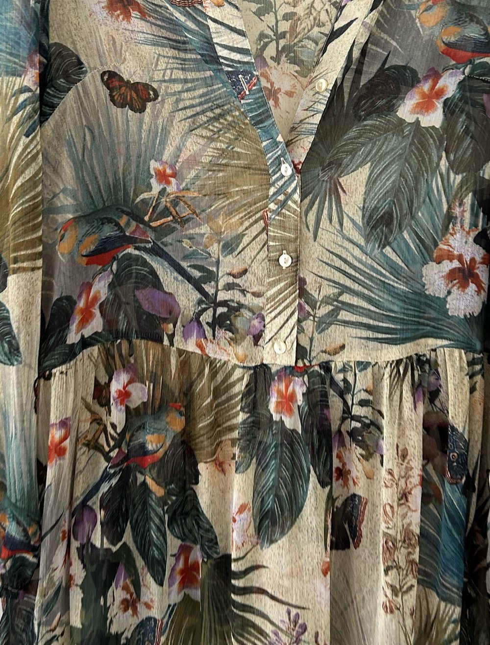 Gemustertes Chiffon Blümchen Kleid