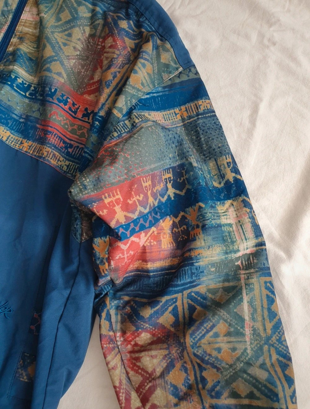 Vintage Rucanor Blouson Jacke Petrol Gemustert