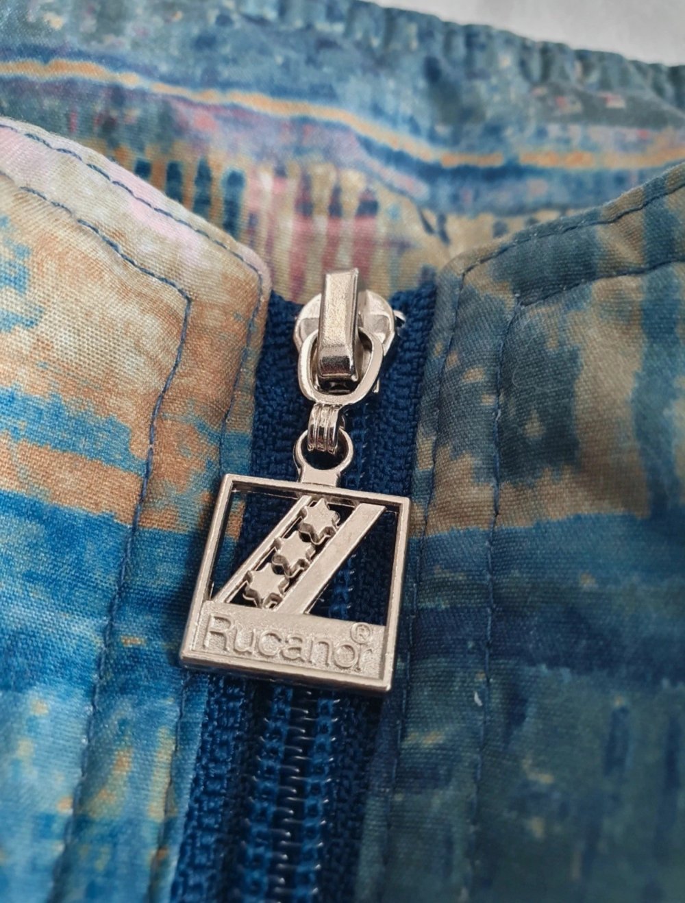 Vintage Rucanor Blouson Jacke Petrol Gemustert