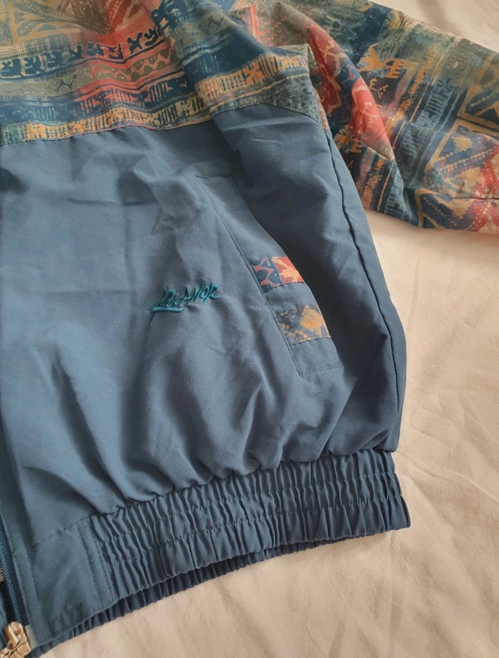 Vintage Rucanor Blouson Jacke Petrol Gemustert