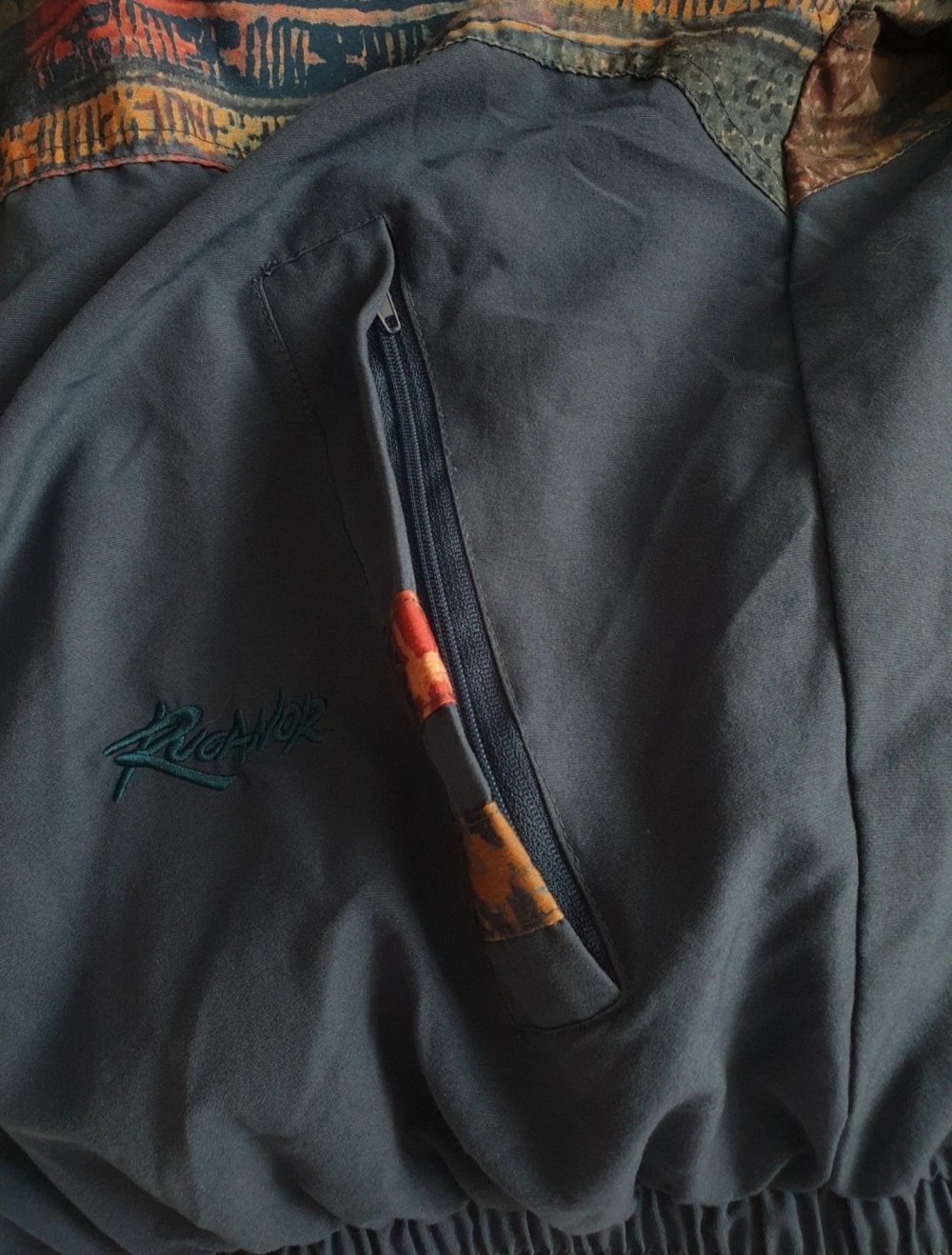 Vintage Rucanor Blouson Jacke Petrol Gemustert