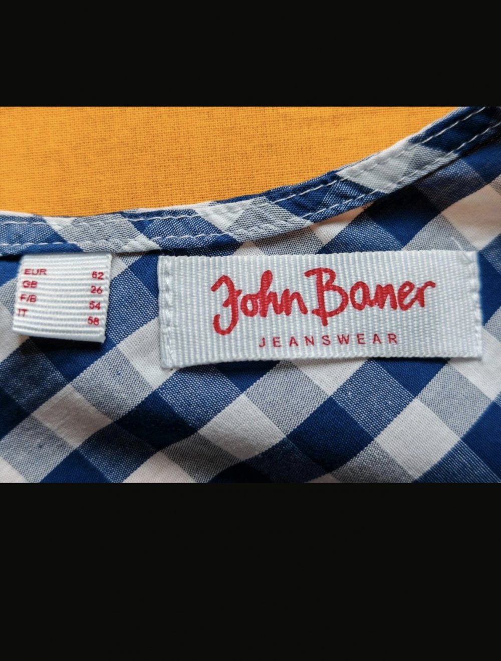 Landhaus A-Linie Kleid blau/weiß kariert, 52, ärmellos, Taschen