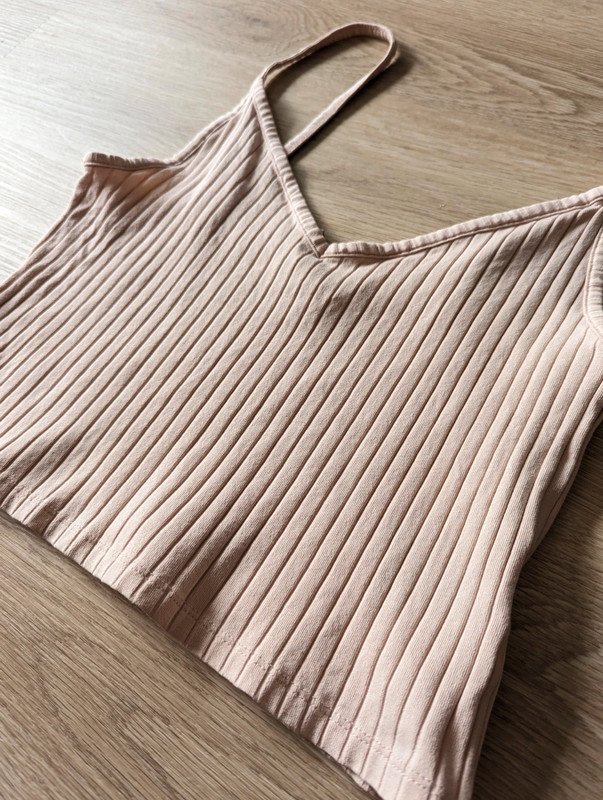 Bauchfreies Top Baumwolle V Ausschnitt Pastell Rosa