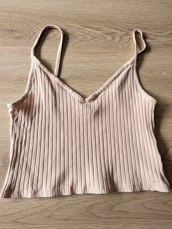 Bauchfreies Top Baumwolle V Ausschnitt Pastell Rosa